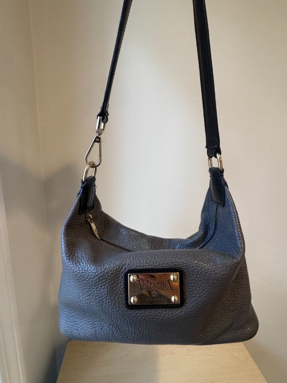 Valentina Grey Soft Leather Shoulder Bag – Slouchy Everyday Style 🔥